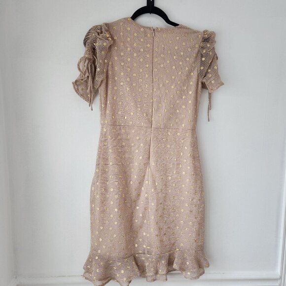 Lulus Top Model Pink and Gold Polka Dot Ruffled Dress New Years Eve Women's S - Picture 3 of 9